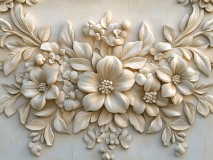立体花卉浮雕墙面装饰