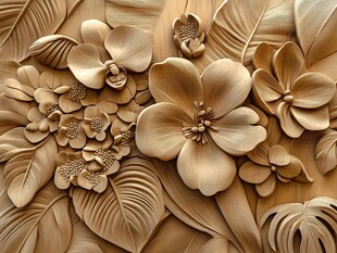 木雕花卉立体装饰图案