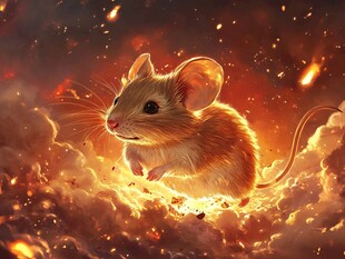 火焰中的奇幻小老鼠