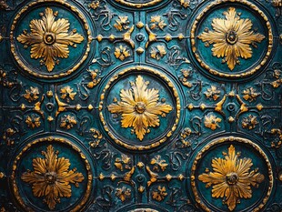 复古青金雕花墙面装饰