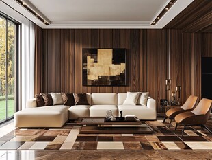 现代豪华木质客厅室内设计
