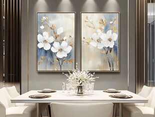 现代简约餐厅花卉挂画装饰