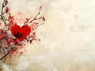 红梅枝头红心浪漫图景