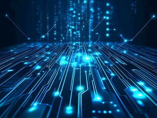 科技感蓝色电路数字背景图