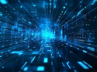 科技感蓝色数据光线隧道