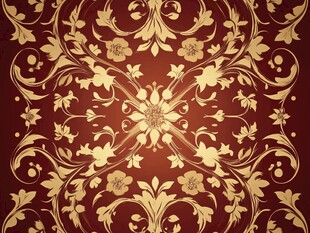 复古金红花卉图案背景