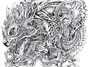 奇幻狼形复杂线条艺术图