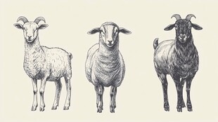 三只羊的手绘素描图