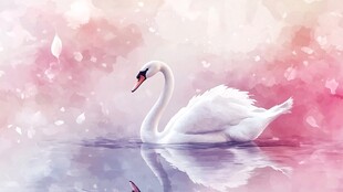 梦幻天鹅于浪漫水域悠游
