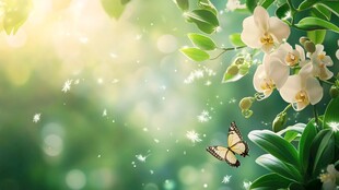 春日蝶舞兰花间