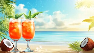 海滩上的美味热带鸡尾酒