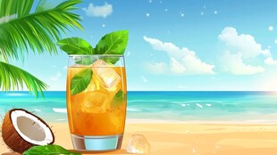 夏日海滩冰饮
