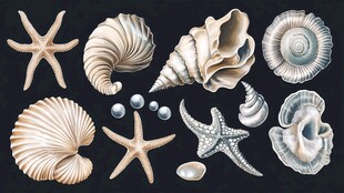 海洋贝壳与海星精美集合