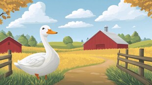 田园中站立的大白鹅