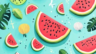 夏日西瓜插画清新图案