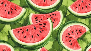 水彩风西瓜切片图案