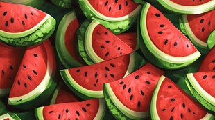 西瓜切片插画 夏日清凉感