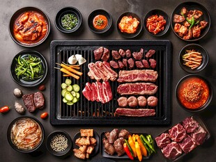 丰盛韩式烤肉食材大集合