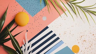 多彩几何搭配绿植小景