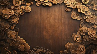 中式云纹木质边框背景