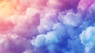 梦幻绚丽的多彩云朵天空