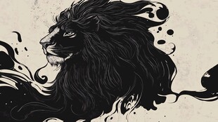 水墨风格雄狮霸气侧影