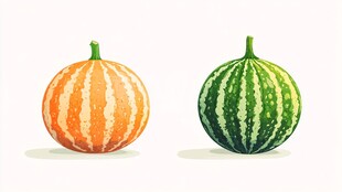 两个多彩南瓜插画图