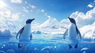 冰海双企鹅的梦幻瞬间