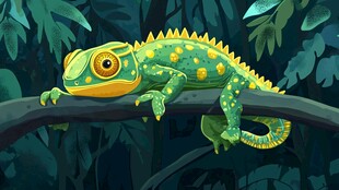 树枝上的多彩变色龙