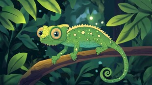 树枝上的可爱变色龙