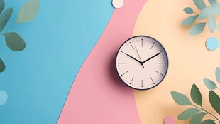 多彩背景上的简约时钟