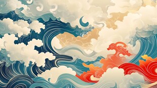 海浪云涌 奇幻东方意象