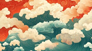 中式云海翻腾国风插画