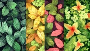 多彩植物叶片花卉图案集