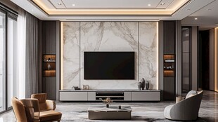 现代简约风客厅电视墙设计