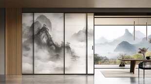 中式山水屏风的雅致空间