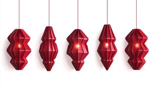 红色折纸风悬挂装饰灯具