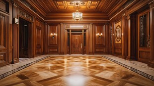 豪华木质装饰的典雅大厅
