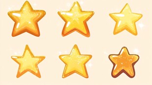 闪亮金色五角星图标集合