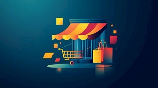 多彩商店与购物元素插画