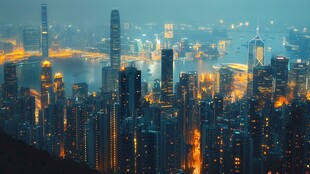 香港璀璨夜景俯瞰图