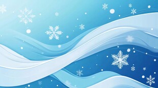 蓝色冬日雪花波浪背景图
