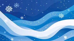 冬日雪花蓝白波浪背景图