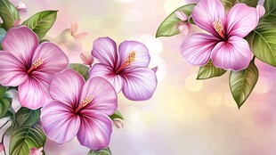 梦幻粉槿花 清新自然美景