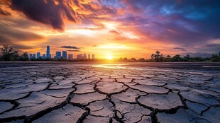 干裂大地与绚烂天际景观