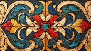 复古精美彩色花纹装饰图案