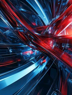 红蓝交织的未来科技线条