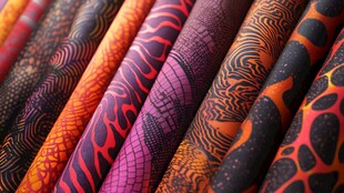 多彩花纹布料展示