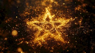 金色闪耀五角星粒子特效