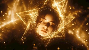 梦幻星芒下的静谧女子